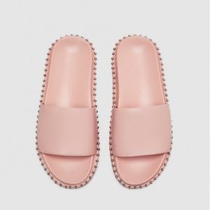 New! Zara Pink Slides with Studs, US size 9